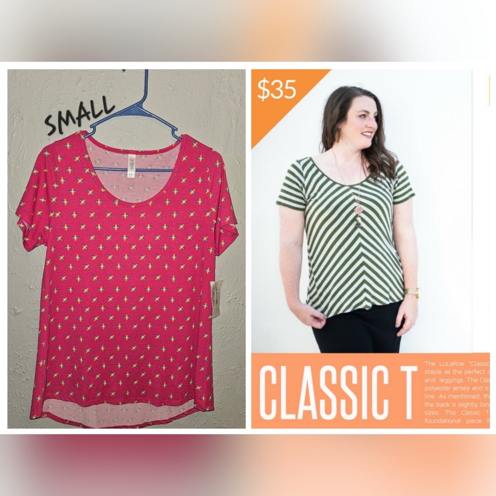 NWT Lularoe Women's Size Small Classic T Pink/Blue